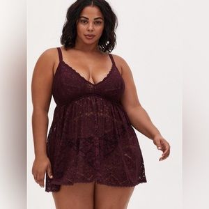 Purple Torrid Lace Bralette Babydoll Lingerie